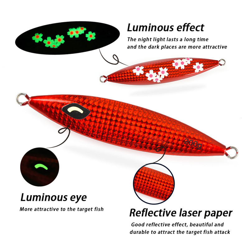 Deep-Sea Slow-Rolling Luminous Metal-Plate Laser Lure Bait 200g 250g 300g Slow-Sinking Lead Fish Bait Artificial Hard Bait Hooks – Hard Lure – view 3