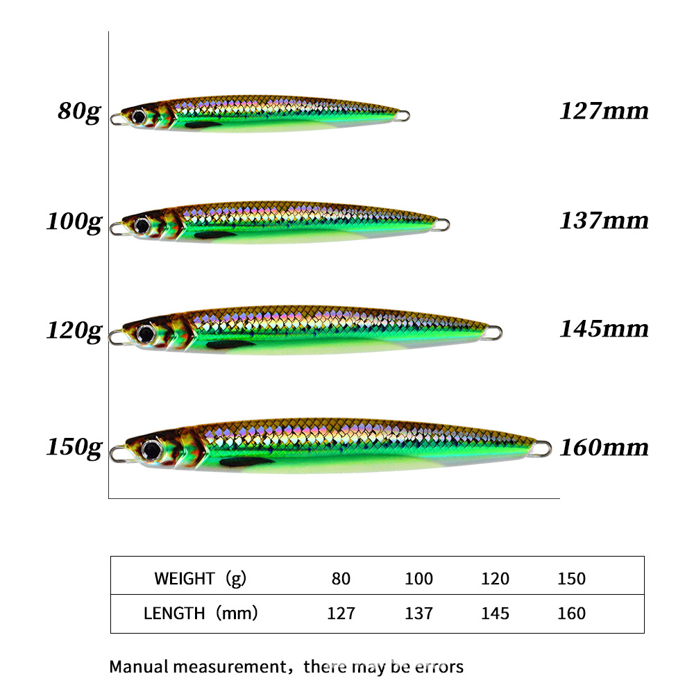 3D Printed Luminous Slow Jig Metal Spoon Fish Scale Style 80g-150g Fast-Pull Mackerel Slow-Jigging Iron Plate Bait Wholesale – Hard Lure – view 2