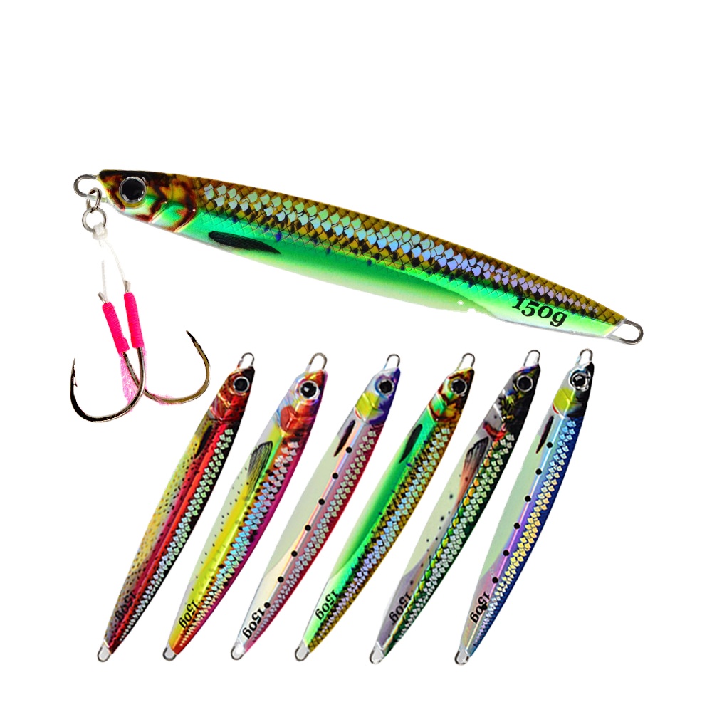 3D Printed Luminous Slow Jig Metal Spoon Fish Scale Style 80g-150g Fast-Pull Mackerel Slow-Jigging Iron Plate Bait Wholesale – Hard Lure – view 1