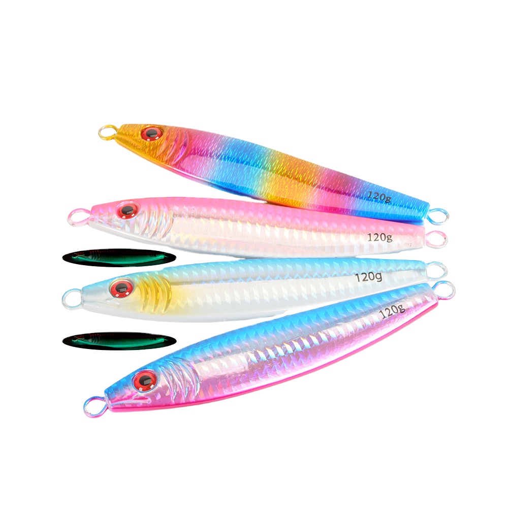 Iron-Plate Lure Snake-Shaped Model S 4 Colors Slow-Rolling Long-Cast Laser Metallic Lead Fish Hard Bait Hooks Bass Night-Glow – Hard Lure – view 1