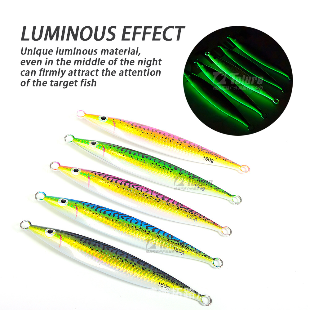 Glow-in-the-Dark 3D-Printed UV Artificial Hard Bait 120g-200g Slow-Rolling Metal Jig Lures for Spanish Mackerel Tuna Bass – Hard Lure – view 5