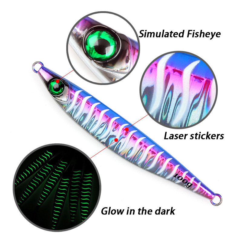 CHEERY Long-Range Sea Fishing Boat Lure Bait 40g-100g Glow-in-the-Dark Striped Shore Casting Sardine Jig Lead for Saltwater Fish – Hard Lure – view 4