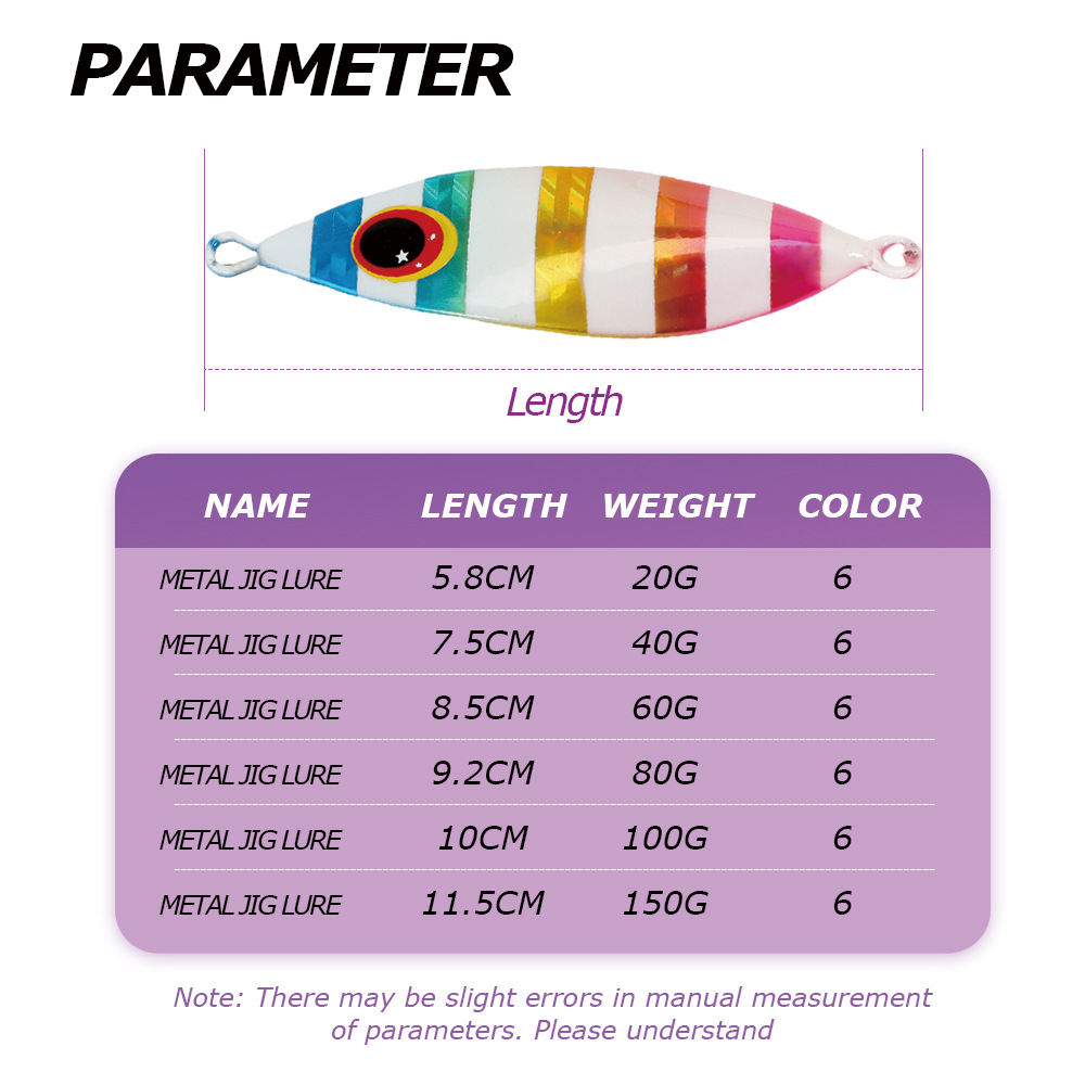 CHEERY Deep-Sea Lure Night-Glow Slow-Rolling Metal Jig Lead Fish 20g-150g Slow-Sinking Sea Boat Fishing No Hooks Artificial Bait – Hard Lure – view 3