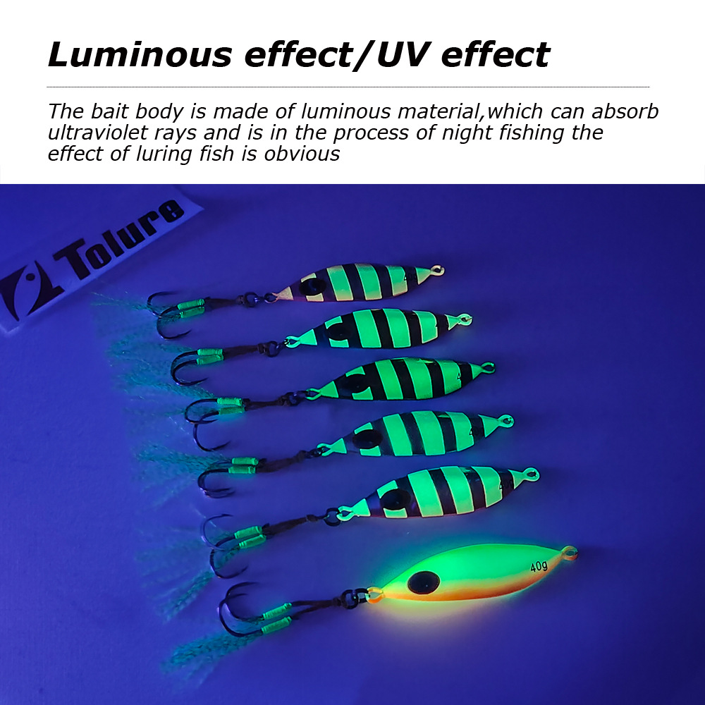CHEERY Deep-Sea Lure Night-Glow Slow-Rolling Metal Jig Lead Fish 20g-150g Slow-Sinking Sea Boat Fishing No Hooks Artificial Bait – Hard Lure – view 5