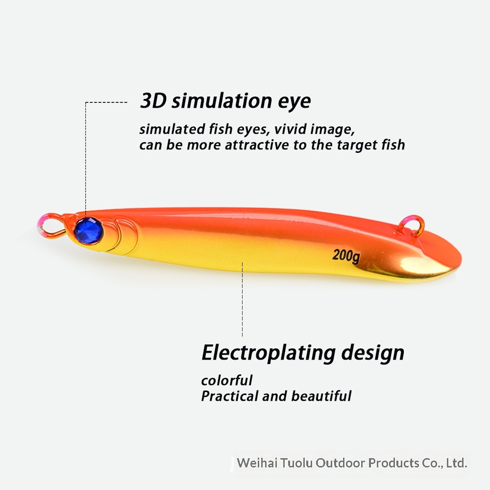 TL Yan Yue Electroplated Golden Fish Iron Plate 40g-200g Built-in Rattle Beads Long-range Saltwater Fishing Bottom Trolling – Fishing Lure – view 4