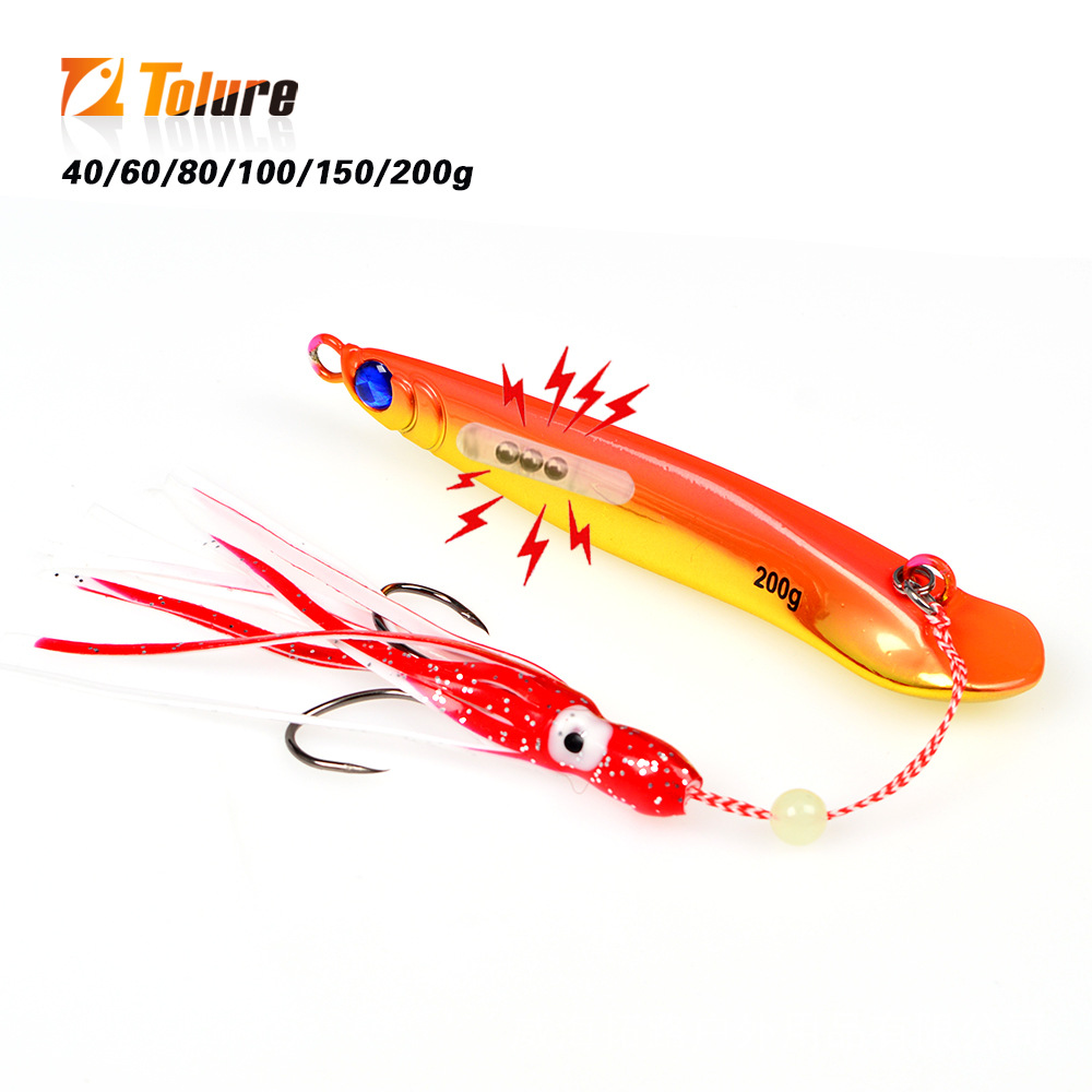 TL Yan Yue Electroplated Golden Fish Iron Plate 40g-200g Built-in Rattle Beads Long-range Saltwater Fishing Bottom Trolling – Fishing Lure – view 3