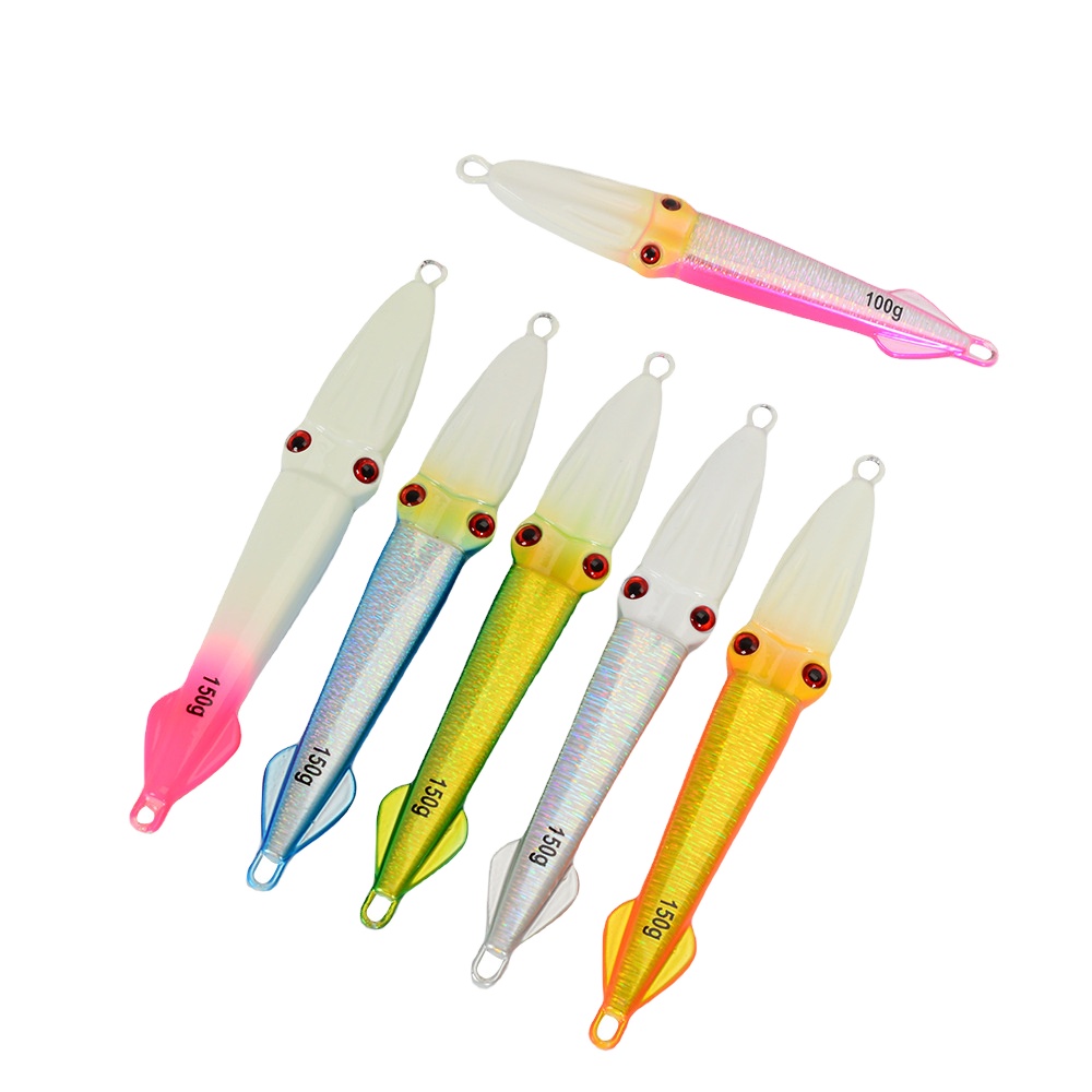 Luminous Laser Squid Jig 100g 150g Lead Artificial Hard Bait Without Hooks for Sea & Boat Fishing Slow Jigging Lure – Hard Lure – view 5