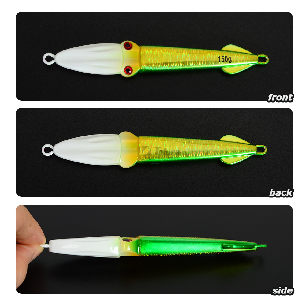 Luminous Laser Squid Jig 100g 150g Lead Artificial Hard Bait Without Hooks for Sea & Boat Fishing Slow Jigging Lure – Hard Lure – view 4