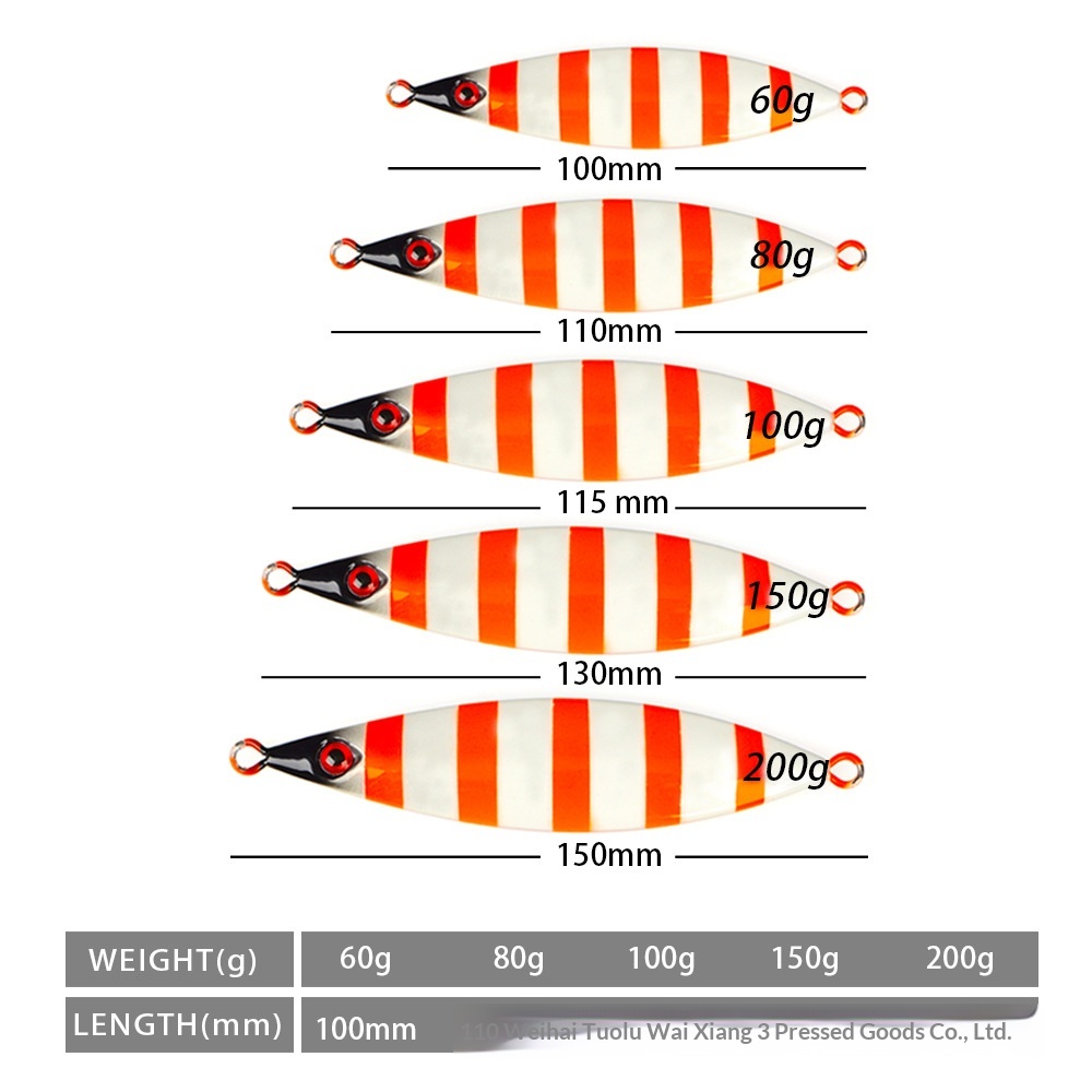 TL Luminous Slow-Rolling Metal Jig Lure 3D Bionic Eyes Saltwater Boat Fishing Artificial Hard Bait 60g-200g – Hard Lure – view 2