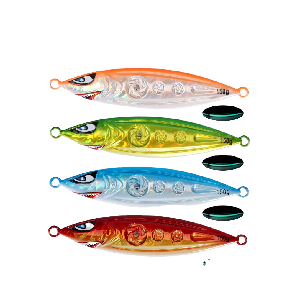150/200/250g 3D Hollow Luminous Lead Bait Slow Jigging Metal Plate Artificial Lure Octopus Red Mackerel Cross-Border – Hard Lure – view 1