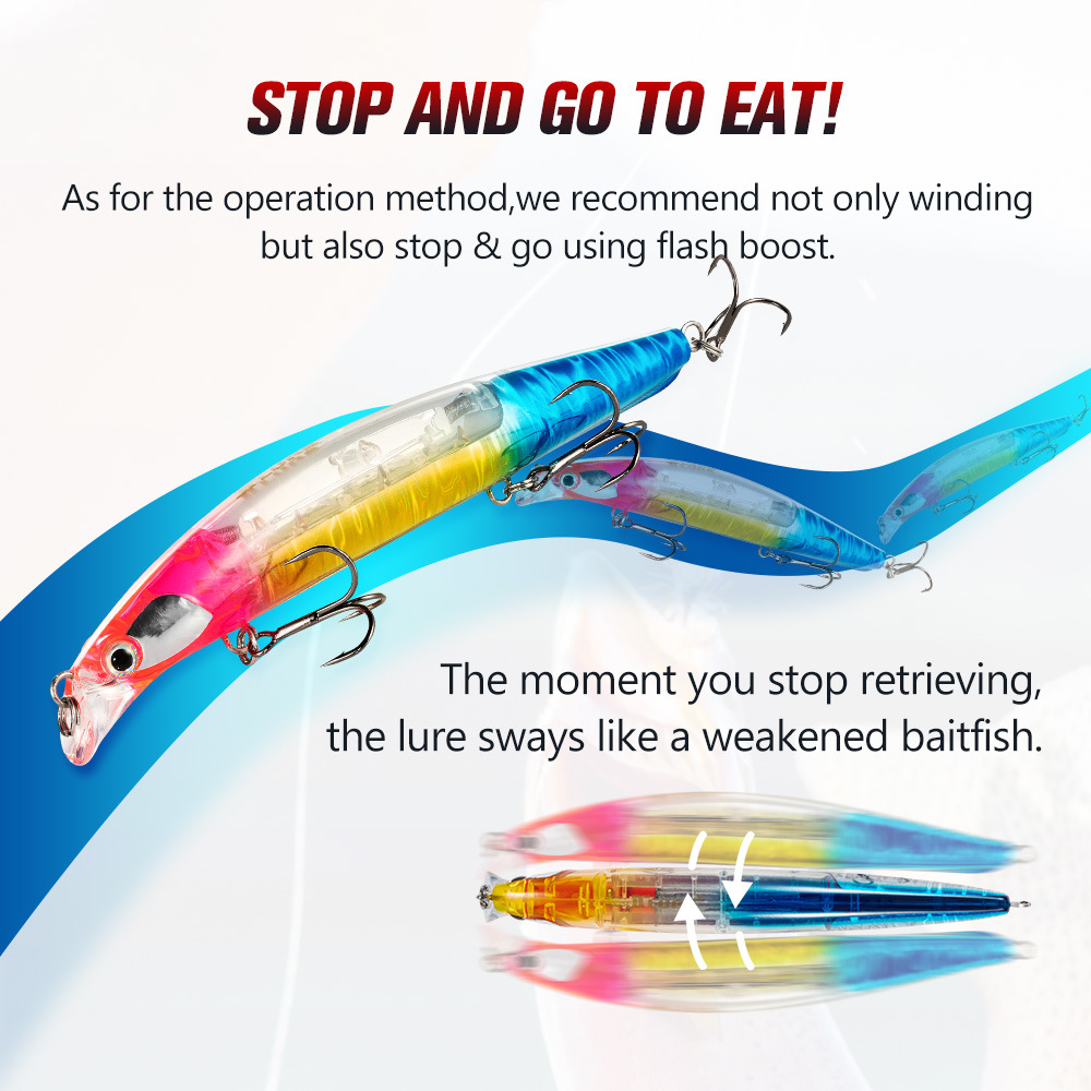 CHEERY Wholesale Cross-Border Live Bait Minnow Stainless Steel Dead-Float System Glitter 14cm/32g Saltwater Fishing Tackle – Fishing Lure – view 5