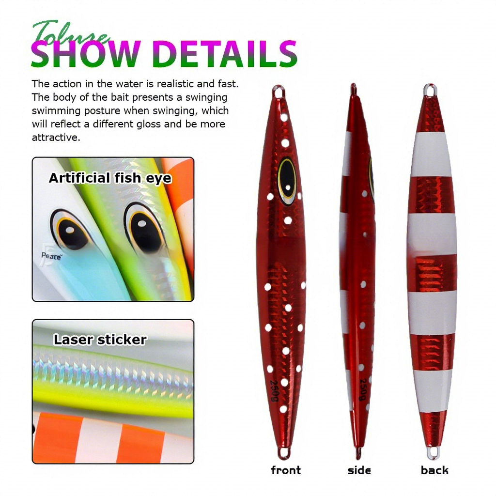 Sea Fishing Lure Metal Jig Night-Luminous Slow-Rolling 150g-600g Deep-Sea Boat Fishing Artificial Bait Without Hooks – Hard Lure – view 4
