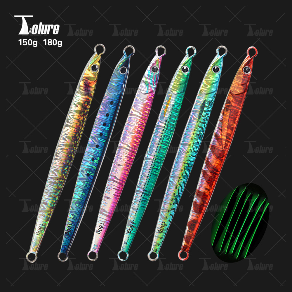 Lure Bait TK Fast-Sinking Metal Plate Noctilucent UV Lead Fish 150g 180g Sea Boat Fishing Tuna Squid Red Yellow Hard Bait No – Hard Lure – view 5