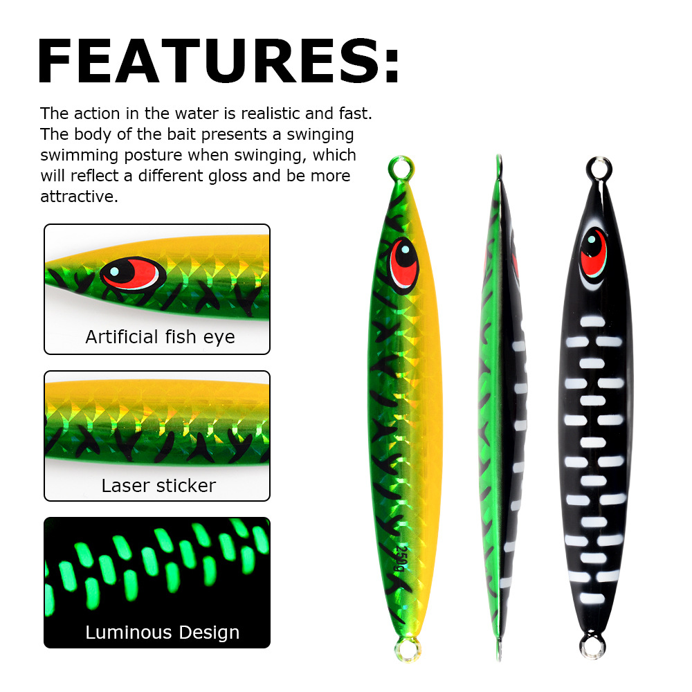 Sea Fishing Artificial Hard Bait Luminous Slow-Rolling Fast-Sinking Metal Jig Lure 250g-600g Tuna – Hard Lure – view 3