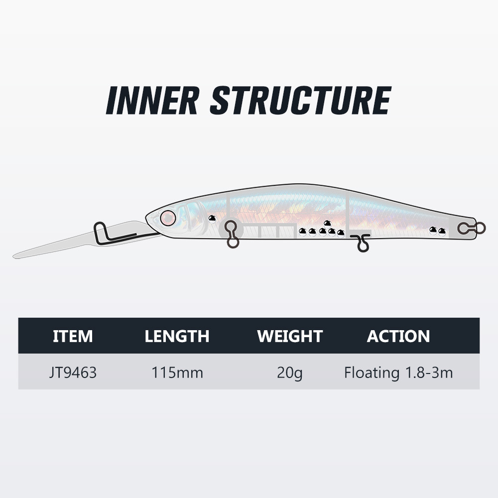 CHEERY Cross-Border Artificial Hard Bait Long-Distance Casting Stainless Steel Big Tongue Plate Minnow Rattle Beads 115cm 20g – Hard Lure – view 3
