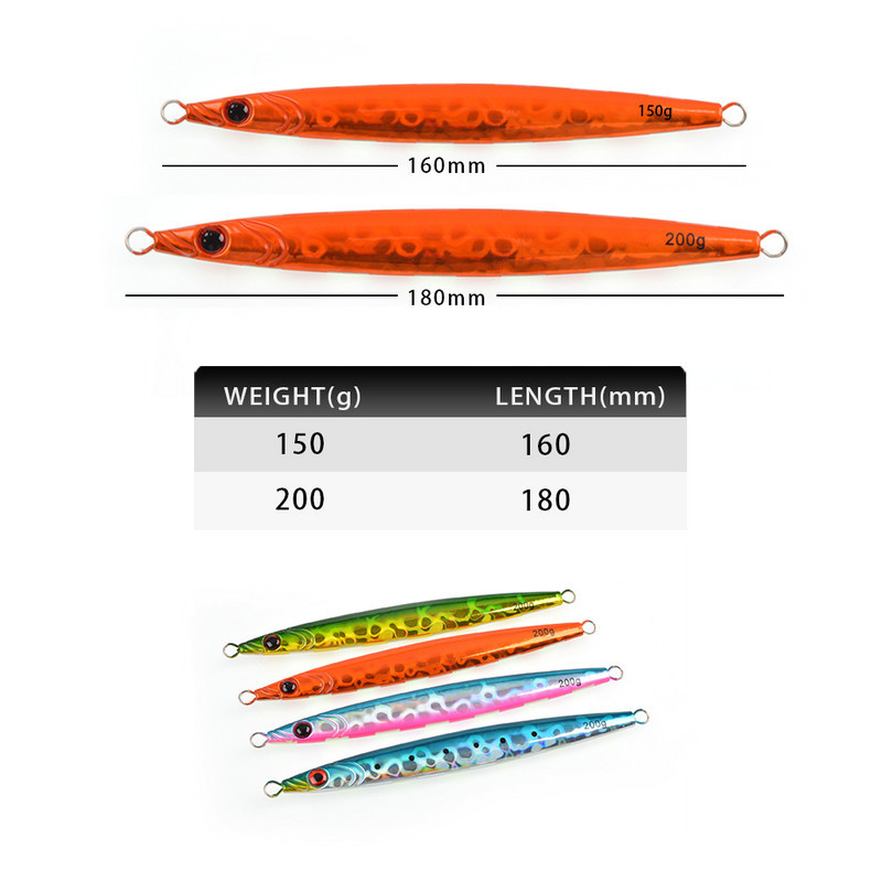 Pave Way Cross-Border Iron Plate Lure Bait Long-Distance Casting Laser Metal Lead Fish Hard Bait 150g/200g Luminous Colors – Hard Lure – view 2