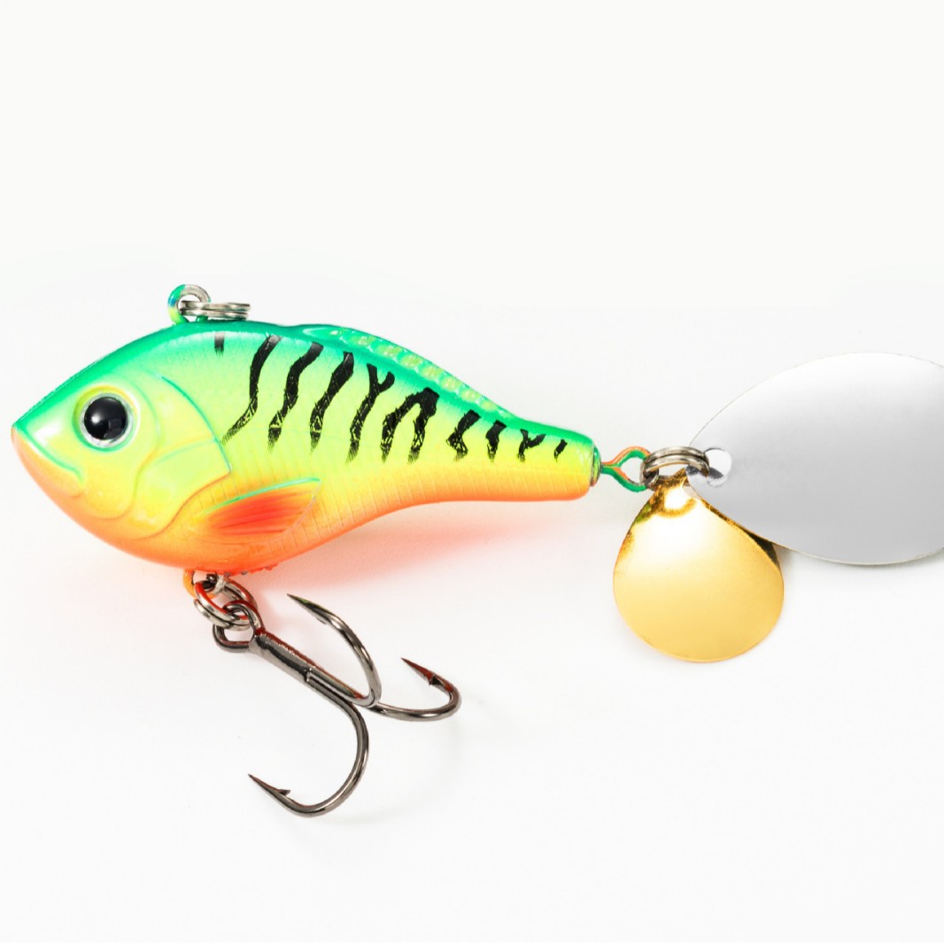 Full-Water-Column 24g 50mm Rotating Spinner Noise Blade Sinking Vib Long-Cast Stainless Steel Bionic Artificial Fish Lure Hooks – Hard Lure – view 1
