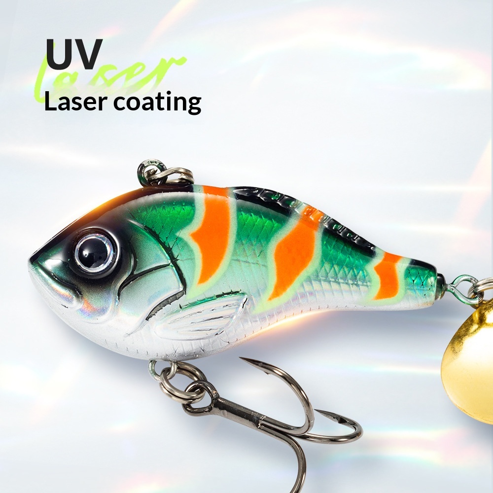 Full-Water-Column 24g 50mm Rotating Spinner Noise Blade Sinking Vib Long-Cast Stainless Steel Bionic Artificial Fish Lure Hooks – Hard Lure – view 2