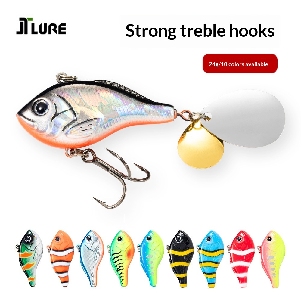 Full-Water-Column 24g 50mm Rotating Spinner Noise Blade Sinking Vib Long-Cast Stainless Steel Bionic Artificial Fish Lure Hooks – Hard Lure – view 5