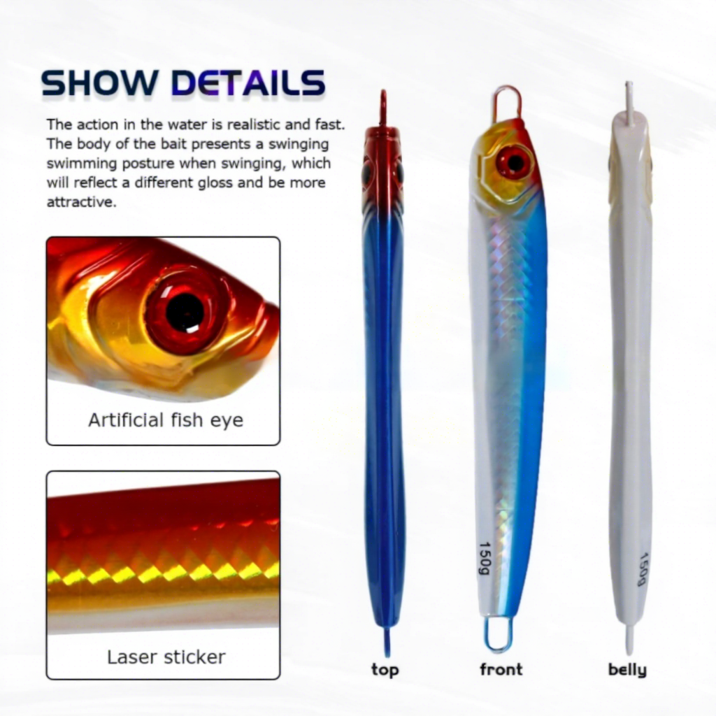 Tuolu Sea Fishing Lure Artificial Metal Jig Big-Head Metal Plate Boat Fishing Full-Water-Column Lead Fish Bait 75g 90g 150g – Hard Lure – view 3