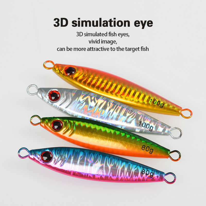60g 80g 100g Artificial Hard Bait Metal Jig Lure Shore Casting Boat Fishing Nearshore Slow Shake No Hooks for Sea Bass – Hard Lure – view 5