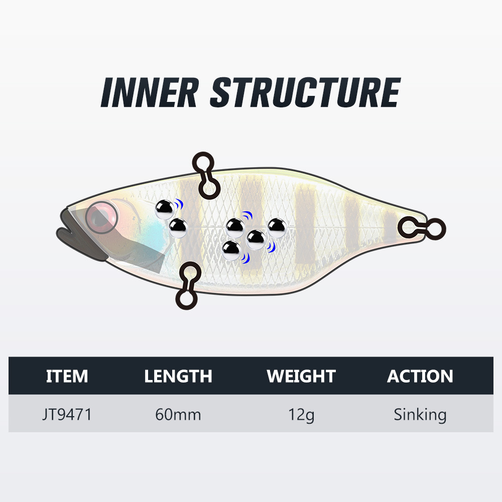 Lure Bait Sinking VIB High-Frequency Vibrating with Rattle Beads Stainless Steel 6cm 12g Artificial Hard Bait Without Hooks – Hard Lure – view 2