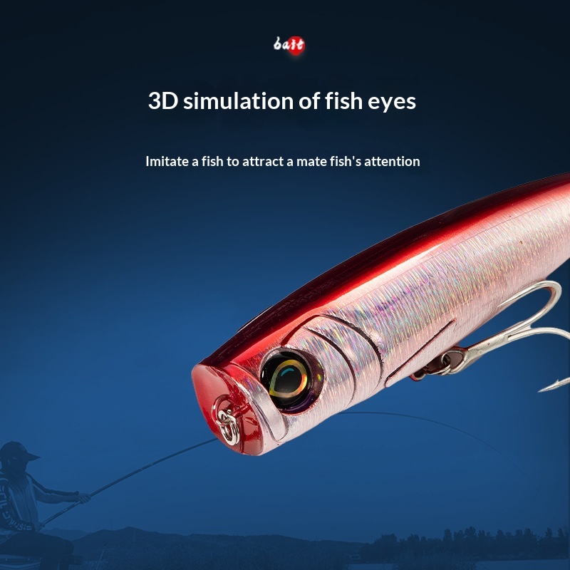 130mm/60g New Stainless Steel Sea Fishing Popper Lure 3D Surface Skittering Artificial Hard Bait Fishing Tackle Bionic Wholesale – Hard Lure – view 4