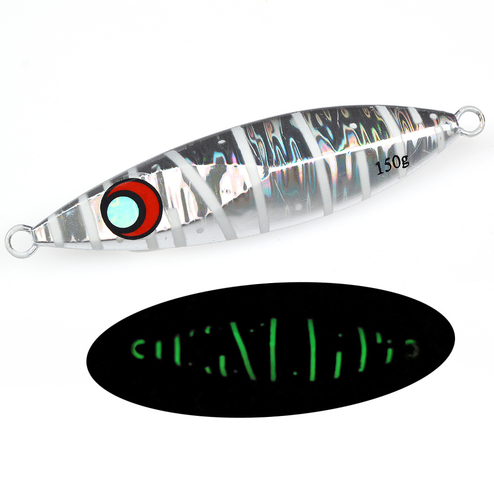 Cross-Border New Product Lead Luminous Effect 80g 100g 150g 200g Slow-Shake Sea Fishing Jig Without Hooks Stock Wholesale Night – Hard Lure – view 5