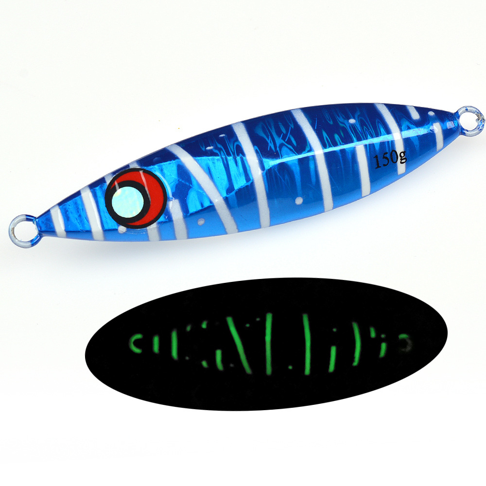 Cross-Border New Product Lead Luminous Effect 80g 100g 150g 200g Slow-Shake Sea Fishing Jig Without Hooks Stock Wholesale Night – Hard Lure – view 2