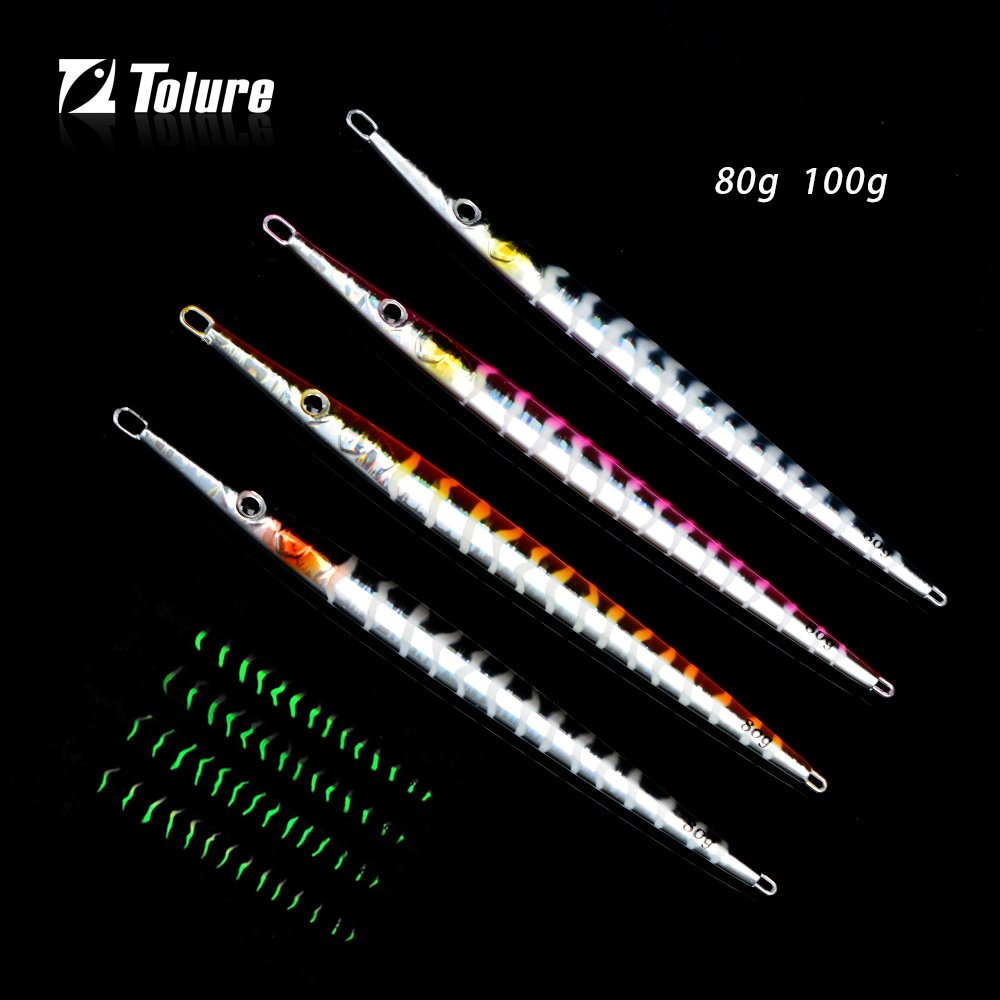 Cross-Border Hot-Selling Fast-Sinking Metal Jig UV Luminous Artificial Hard Bait Sea Fishing Boat Fishing Spanish Mackerel 80g – Hard Lure – view 3