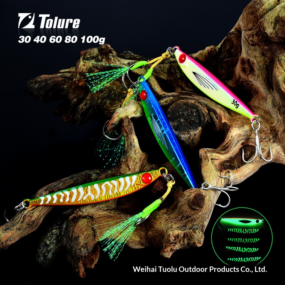 Shore & Boat Sea Fishing Iron Plate Metal Jig No Hooks Night-Luminous 40g-100g Bait for Sea Bass Spanish Mackerel & Cutlassfish – Hard Lure – view 2