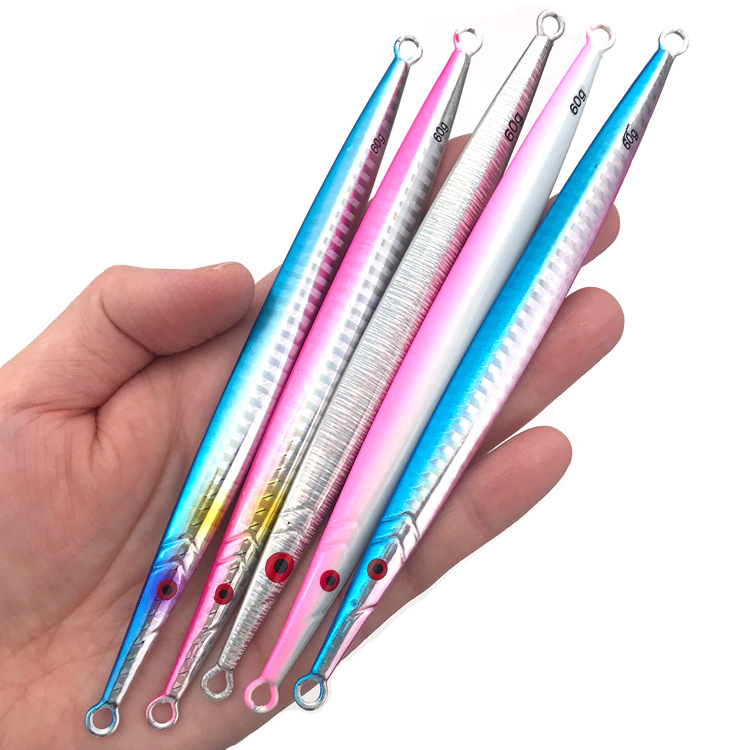 Lure Fast-Sinking Small Metal Jig Bait White Stripe Sequin Glow-in-the-Dark Without Hooks for Boat Sea Fishing Spanish Mackerel – Hard Lure – view 2