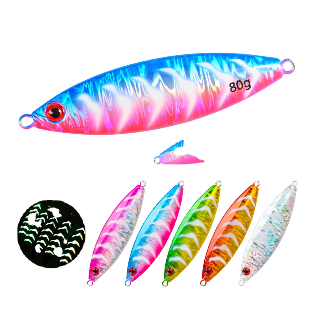 Long-Cast Night-Glow Slow-Rolling Metal Jig Lure 80g/100g/120g for Sea Boat Fishing Hooks Saltwater Fish Bionic Artificial Hard – Hard Lure – view 1