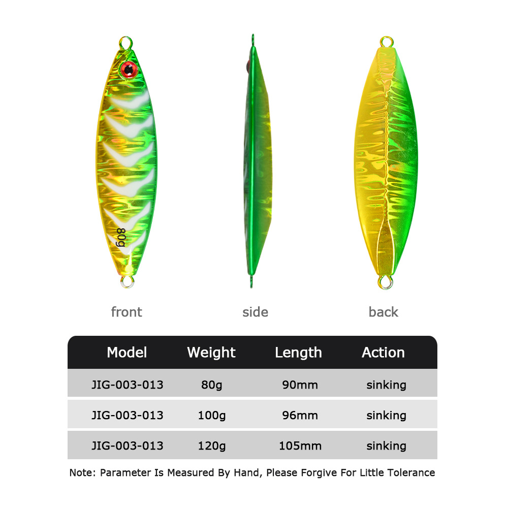 Long-Cast Night-Glow Slow-Rolling Metal Jig Lure 80g/100g/120g for Sea Boat Fishing Hooks Saltwater Fish Bionic Artificial Hard – Hard Lure – view 2