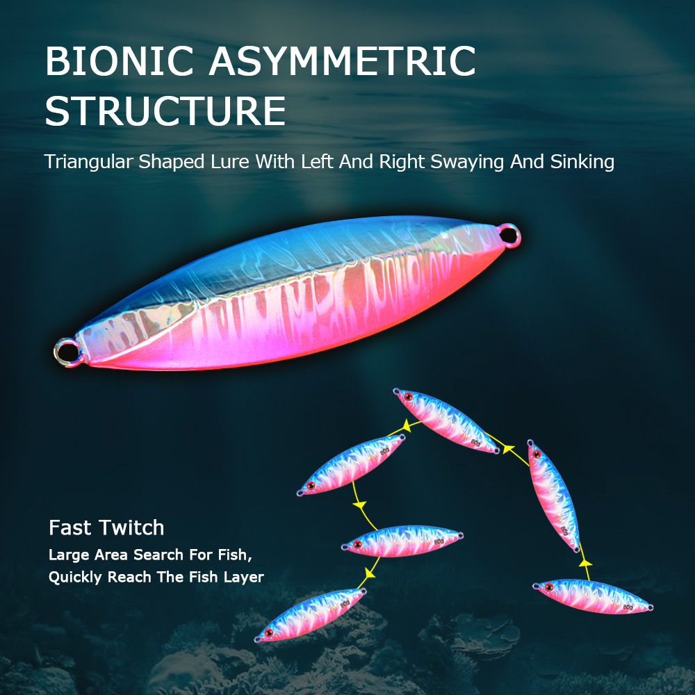 Long-Cast Night-Glow Slow-Rolling Metal Jig Lure 80g/100g/120g for Sea Boat Fishing Hooks Saltwater Fish Bionic Artificial Hard – Hard Lure – view 4