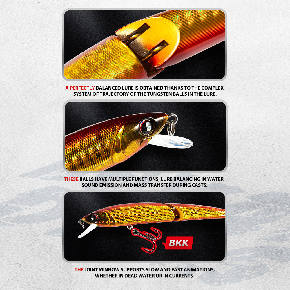 Wholesale Stainless Steel Bionic Artificial Hard Bait Minnow Two-Joint 12g 11cm Lure for Bass Fishing – Hard Lure – view 2