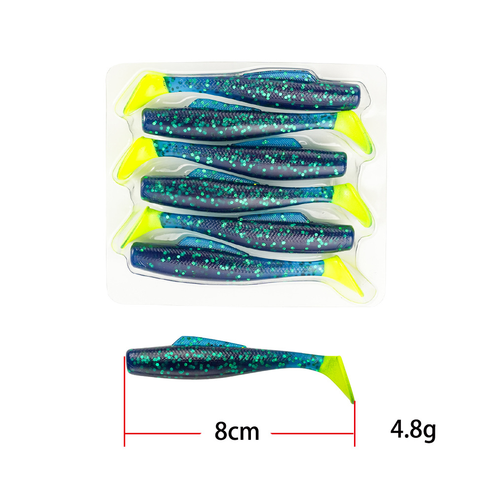Stainless Steel Artificial Soft Bait Floating 8cm 6pcs Black Pit T Tail Baby Silencer Without Hooks for Freshwater & Sea Use – Soft Lure – view 2