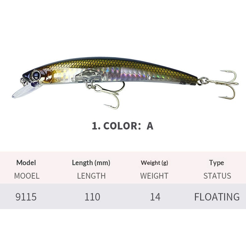 Cheery Lure 11cm/14g Floating Minnow Artificial Hard Bait Stainless Steel With Hooks Sea Fishing Long Distance Throwing Bionic – Minnow – view 2