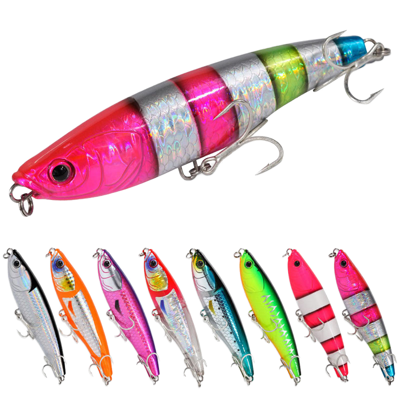TAKEDO 11CM 50G Floating Pencil Lure Metal Jigging Lure Deep Sea Freshwater Fishing Bait 4# Treble Hook for Tuna River Lake – Hard Lure – view 1