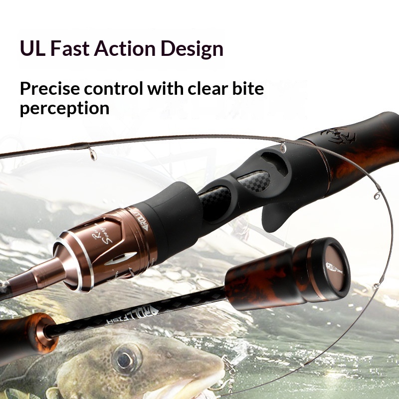 For Mandarinfish Spinning Rod Solid Wood Grip Carbon Tip Straight/Gun Handle Fast Action Lake Fishing – Fishing Rod – view 4