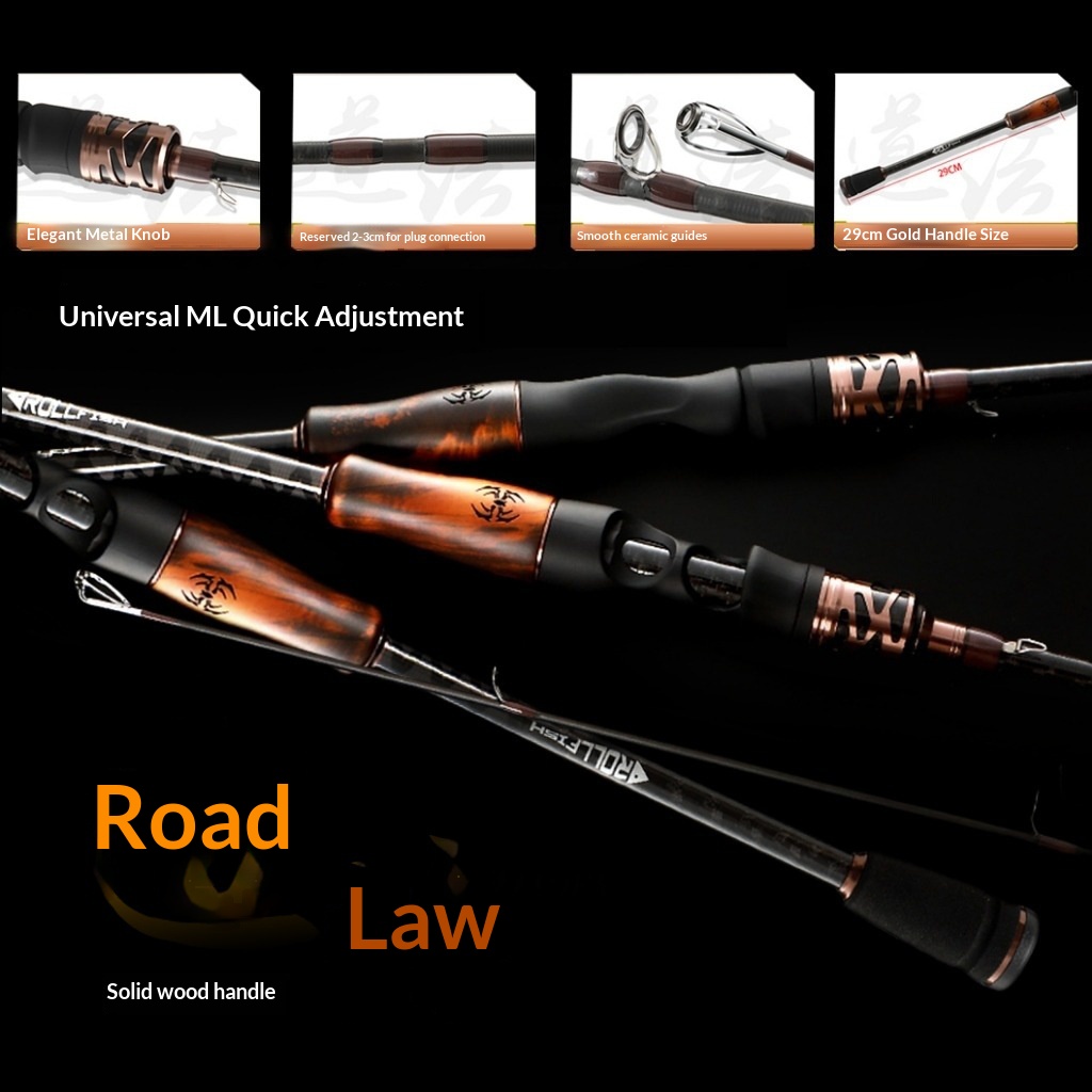 Solid Wood Handle Full Size Universal Luya Rod Carbon Fiber Lure Fishing Rod ML Hard Action Road Sliding Spot Wholesale – Fishing Rod – view 5