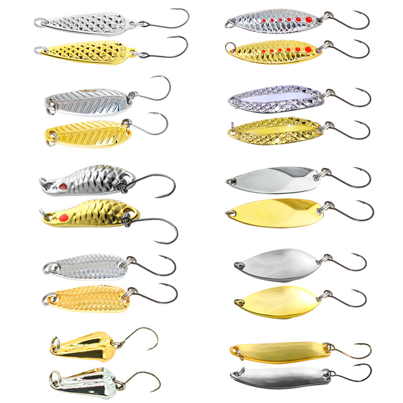 Zinc Alloy Sequin Spoon Lure Bait Artificial Hard Bait for Micro Creature Diverse Mandarin Fish White Striped Fish Gold Silver – Hard Lure – view 2
