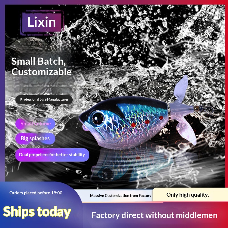 Luya Bait Double Propeller Floating Water Tractor Surface Micro-object Bass Bow False Bait Cross-border Shaking Fast Small – Hard Lure – view 5