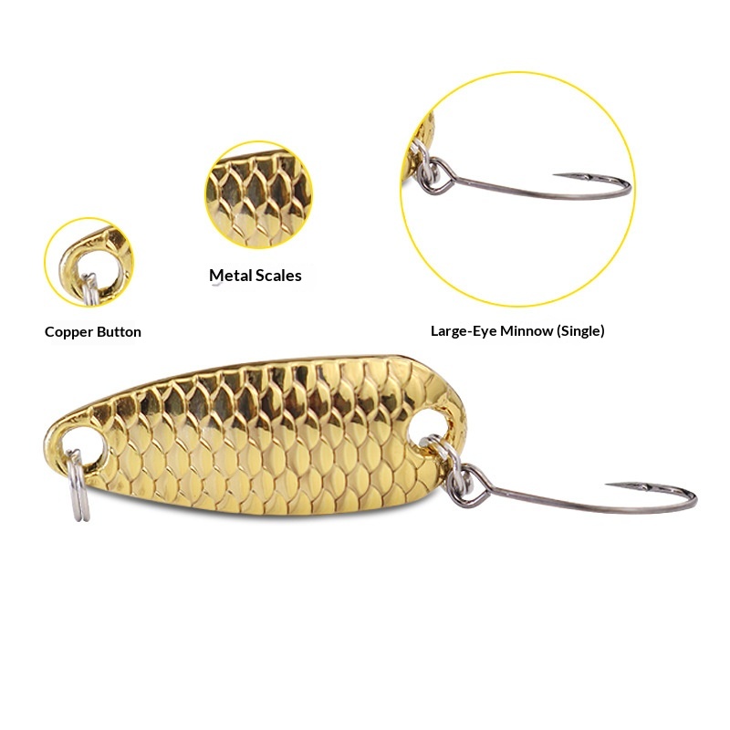 Dragon Scale Fish Mouth Sequin Stream Lure Bare Blade Micro Lure Bait Snapper Grass Carp White Striped Fish Zinc Alloy Hooks – Hard Lure – view 3