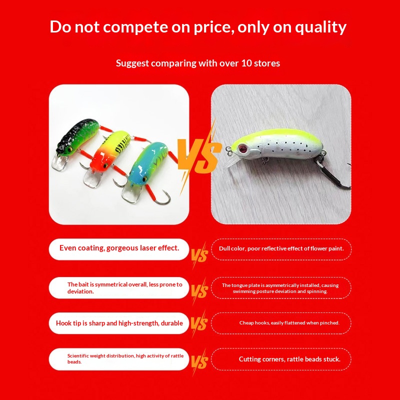 Espressif CC60 CC50 Rocker Fat Man Single-Hook Version ABS Lure Minnow Freshwater Stream Fishing Freshwater Fish Bait Wholesale – Hard Lure – view 4