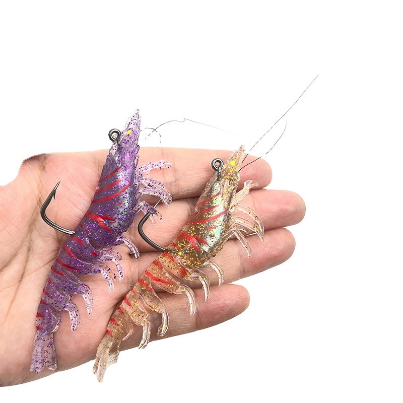 1Pcs Printed PVC King Prawn Soft Rig Lure with Glow in the Dark Pre-Rigged Bait for Saltwater Fish Lure Fishing – Soft Lure – view 4