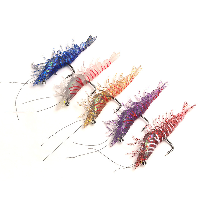 1Pcs Printed PVC King Prawn Soft Rig Lure with Glow in the Dark Pre-Rigged Bait for Saltwater Fish Lure Fishing – Soft Lure – view 1