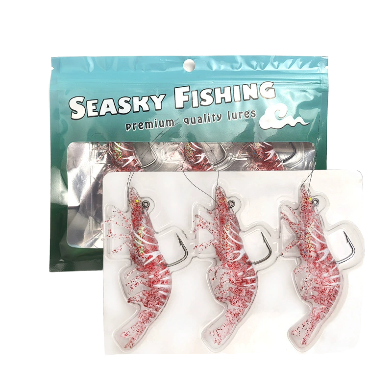 1Pcs Printed PVC King Prawn Soft Rig Lure with Glow in the Dark Pre-Rigged Bait for Saltwater Fish Lure Fishing – Soft Lure – view 2