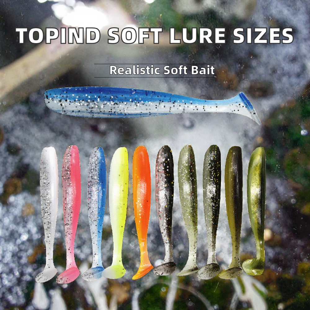 TOPIND 5.5/6.3/7/9/12cm Silicone Soft Lure Paddle Shad Bait T-tail Wavy Tail for Ocean Boat & River Fishing – Soft Lure – view 2