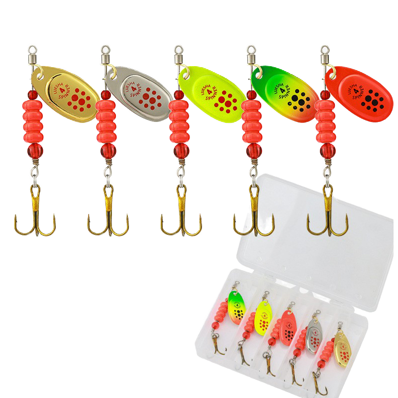 LUSHAZER 1pc/set Fishing Lure Kit 6g Spinner Bait Metal Trout Bass Salmon Pike Catfish Freshwater Saltwater Midwater Bottom – Spoon & Spinner – view 1